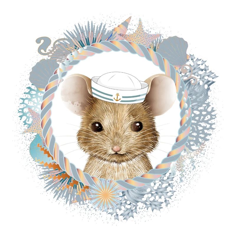 souris mignonne comme un marin dans un cadre maritime