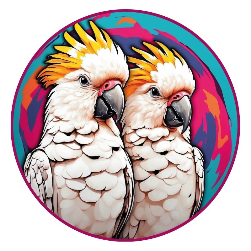 Cacatoès Couple de cacatoès dans la roue chromatique colorée