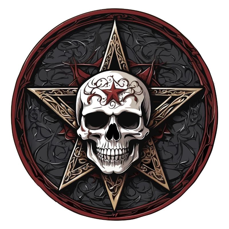 Crâne avec pentagramme de style gothique