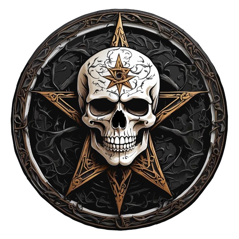 Crâne avec pentagramme de style gothique