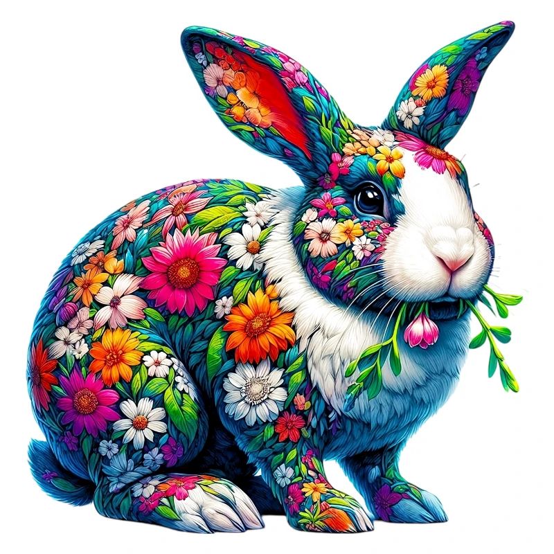 Rabbit decorated with flowers