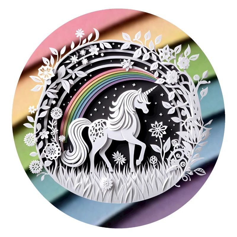 Niedliches Einhorn Regenbogen Scherenschnitt