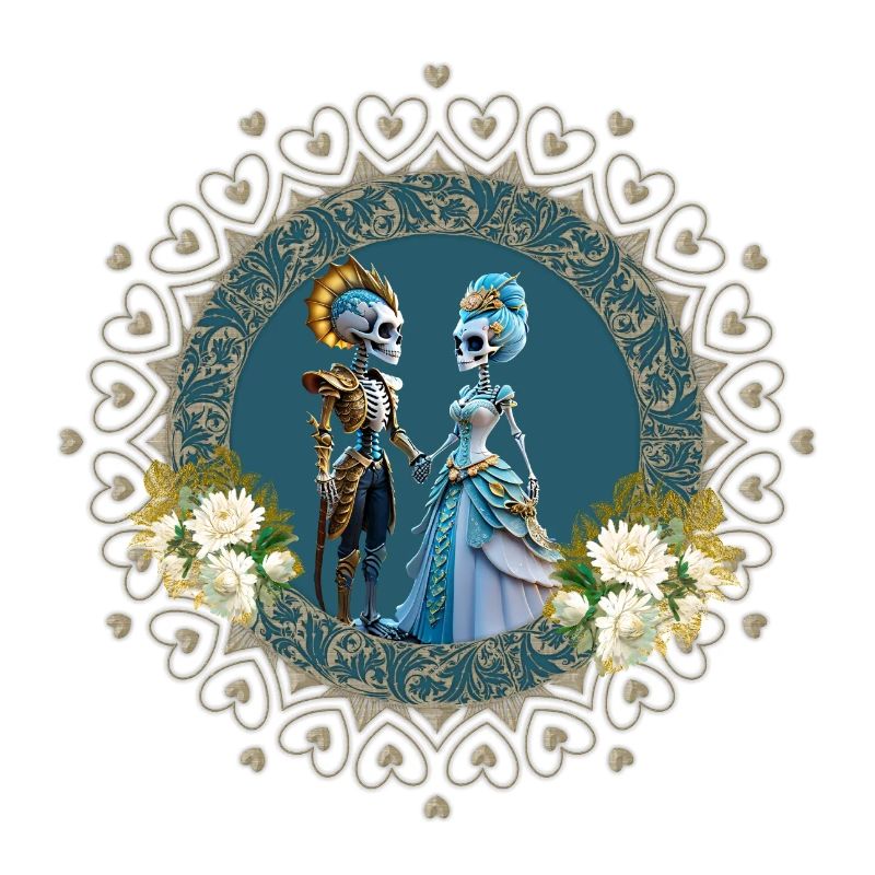Das niedliche Skelett-Pärchen im Gothic-Stil