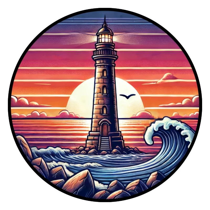 Phare Coucher De Soleil Océan Mer Romance