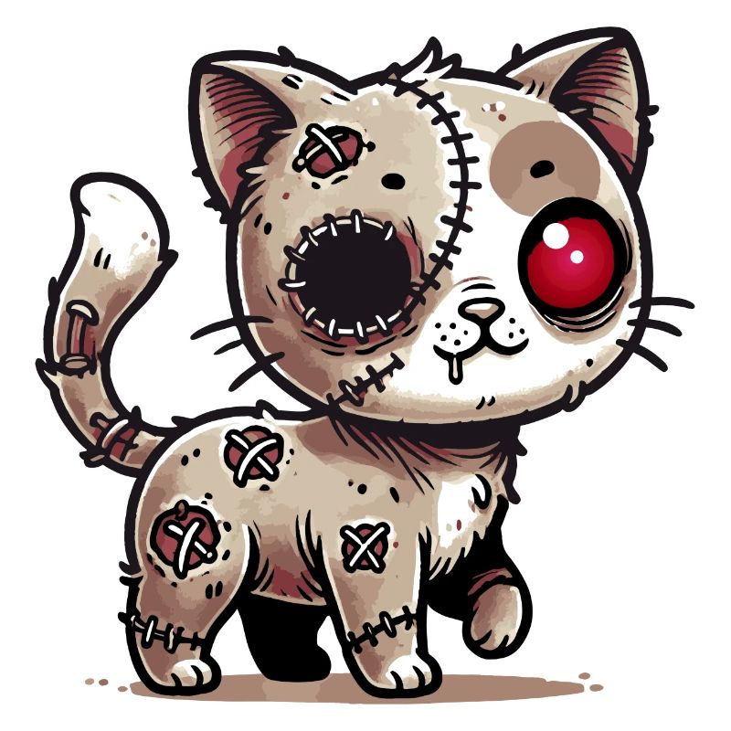 chat kawaii zombie effrayant pour s’amuser à Halloween