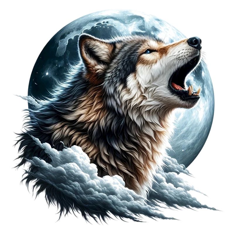 Wolf howls at the full moon