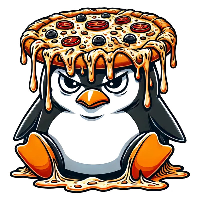 Cute Penguin Chef Cartoon Pizza Clumsy