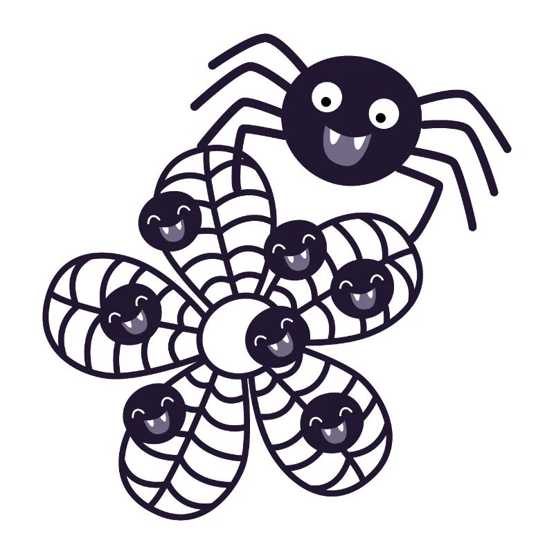 Araignée avec toile d’araignée avec bébés araignées