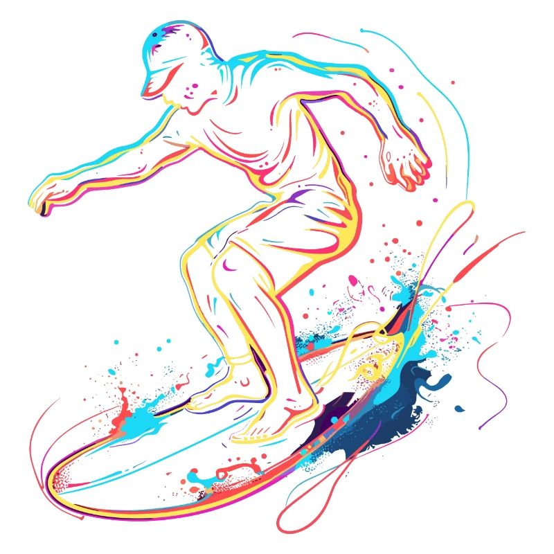 Surfeur Garçon Retrowave
