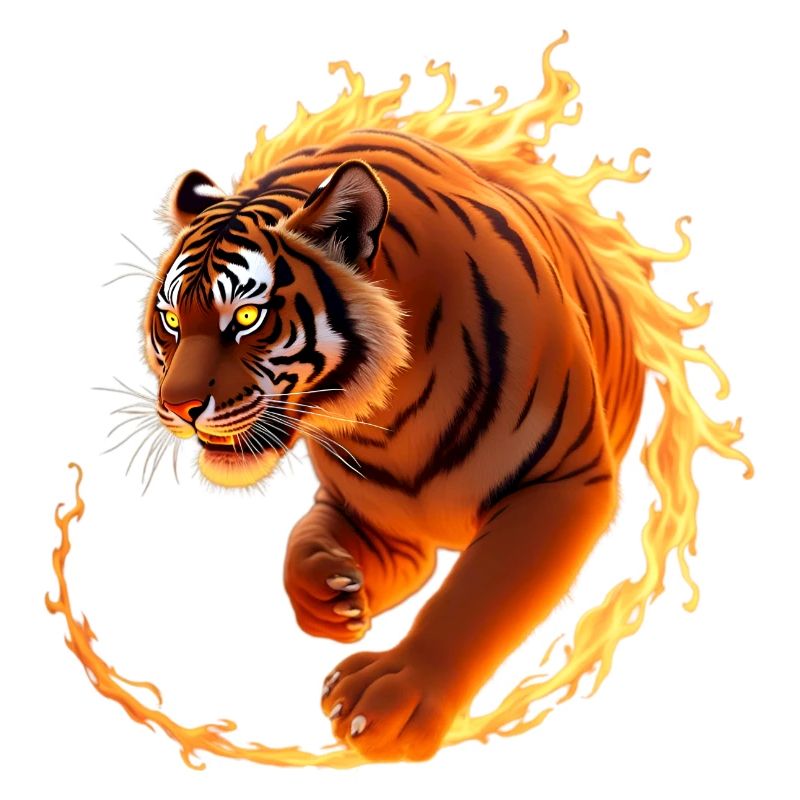 Feuriger Tiger in Bewegung