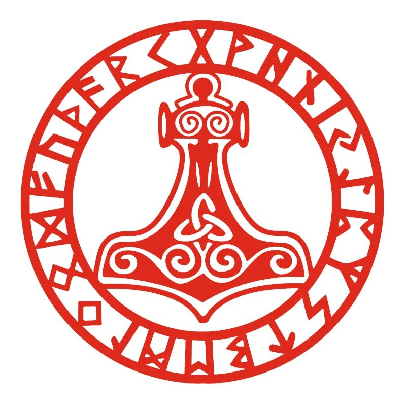 Red Viking hammer