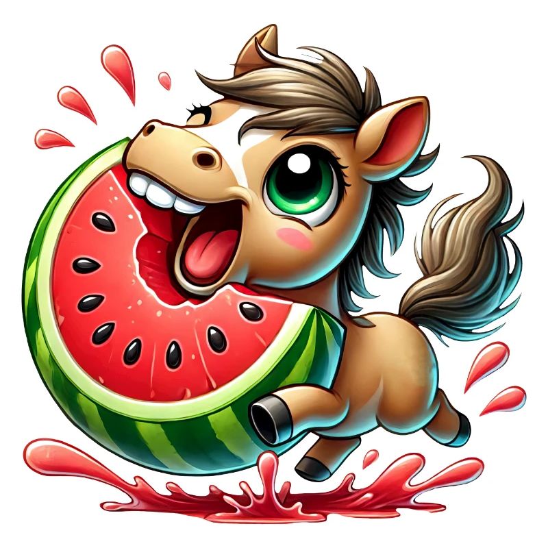 Pferd mit Wassermelone fruchtig Sommer Look