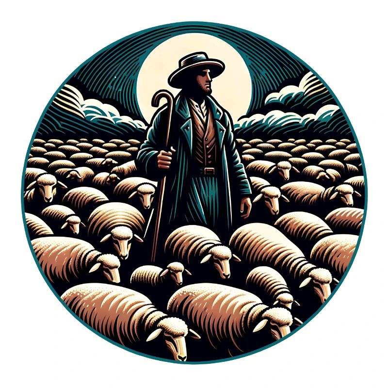 Schäfer und Schafherde