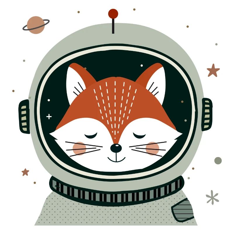 Dreaming astronaut fox in space