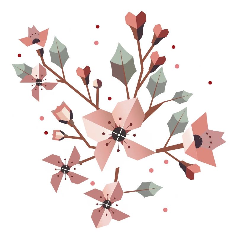 Branche de fleur de cerisier élégante - Splendeur printanière délicate