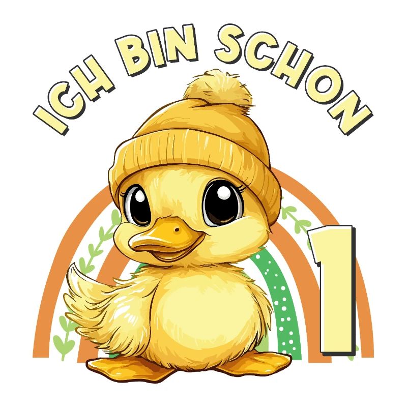 1er anniversaire canard arc-en-ciel mignon mignon