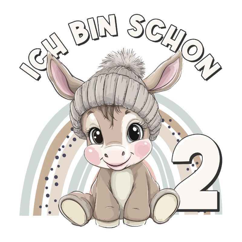 2. Geburtstag Esel Regenbogen Süß Niedlich