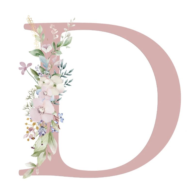 D Monogram, Floral, Customizable
