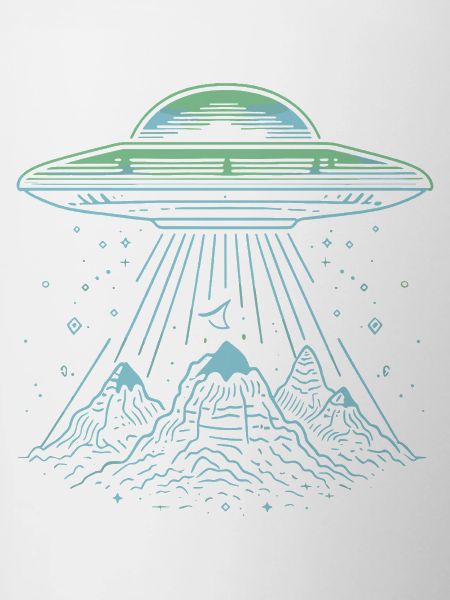 UFO Mountain Abduction - Mysterious Sci-Fi Design