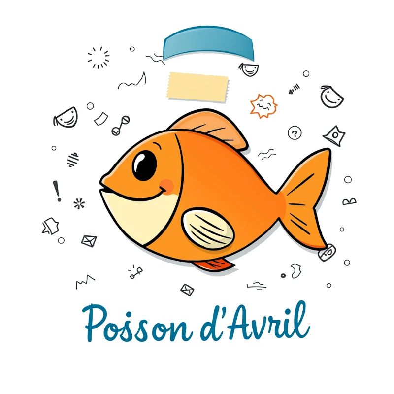 Poisson d’Avril - Orange Cartoon Fish