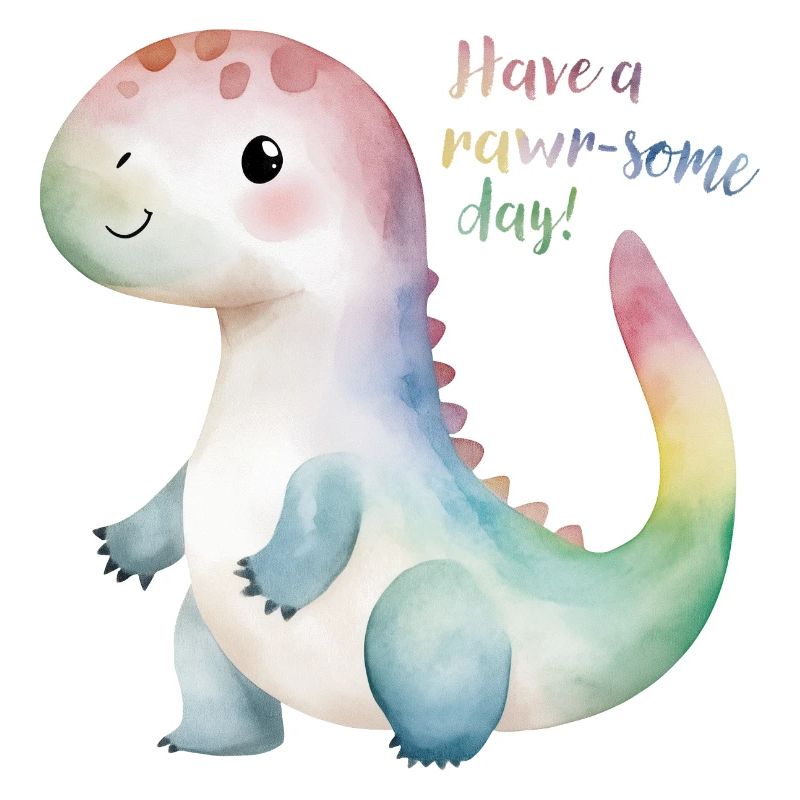 Mignon dinosaure arc-en-ciel - Passez une journée rawr-some !