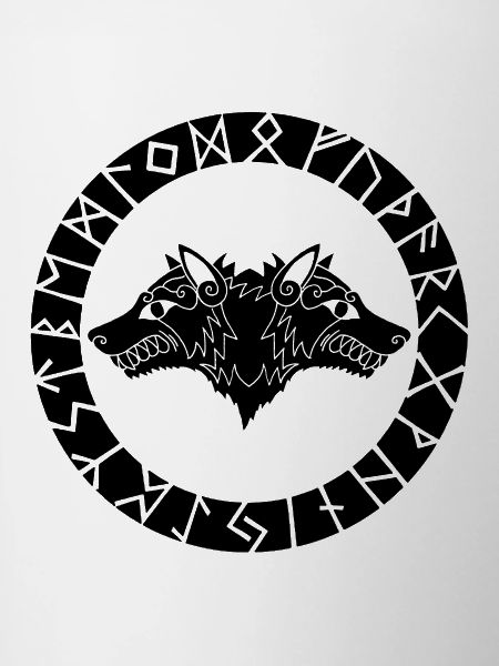 Two-headed black wolf