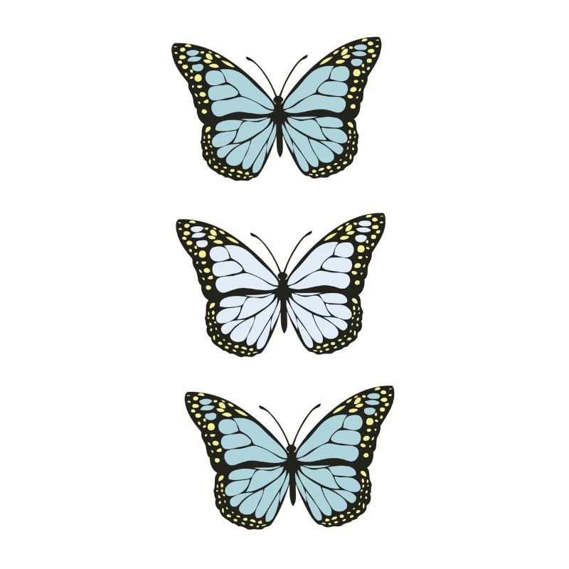 Trois Papillons Monarques Bleus