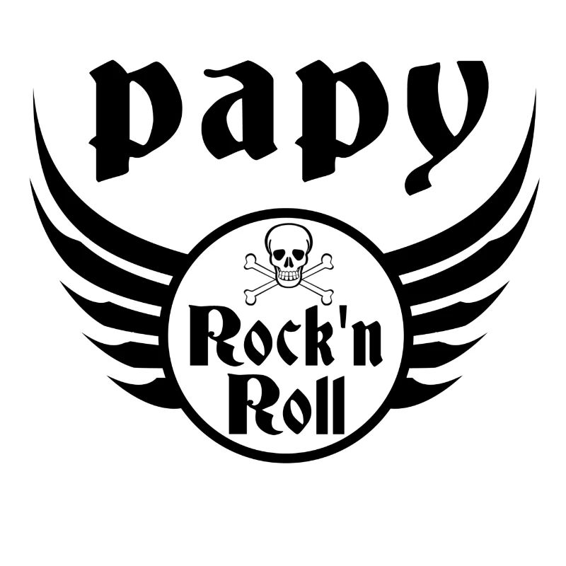 Papy Rock'n Roll Skull Ailes Vintage