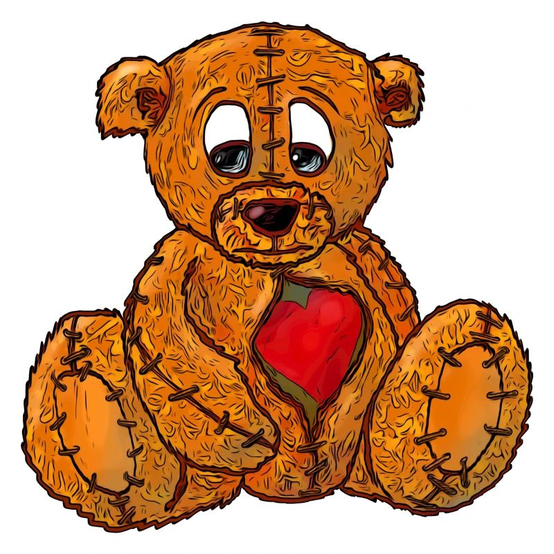 Teddybär mit gebrochenem Herz