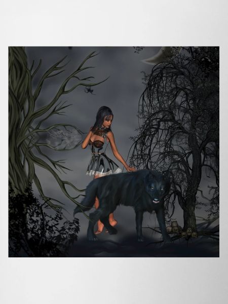 Awesome fairy with wolf
