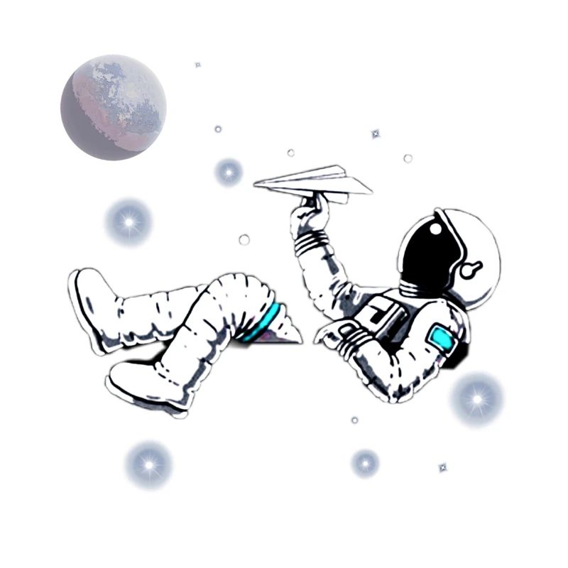 Astronaut. Astronaut playing. Paper airplane
