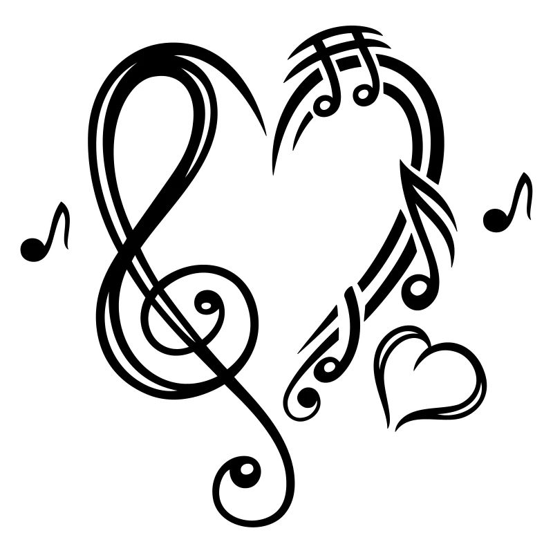 Heart music clef music notes