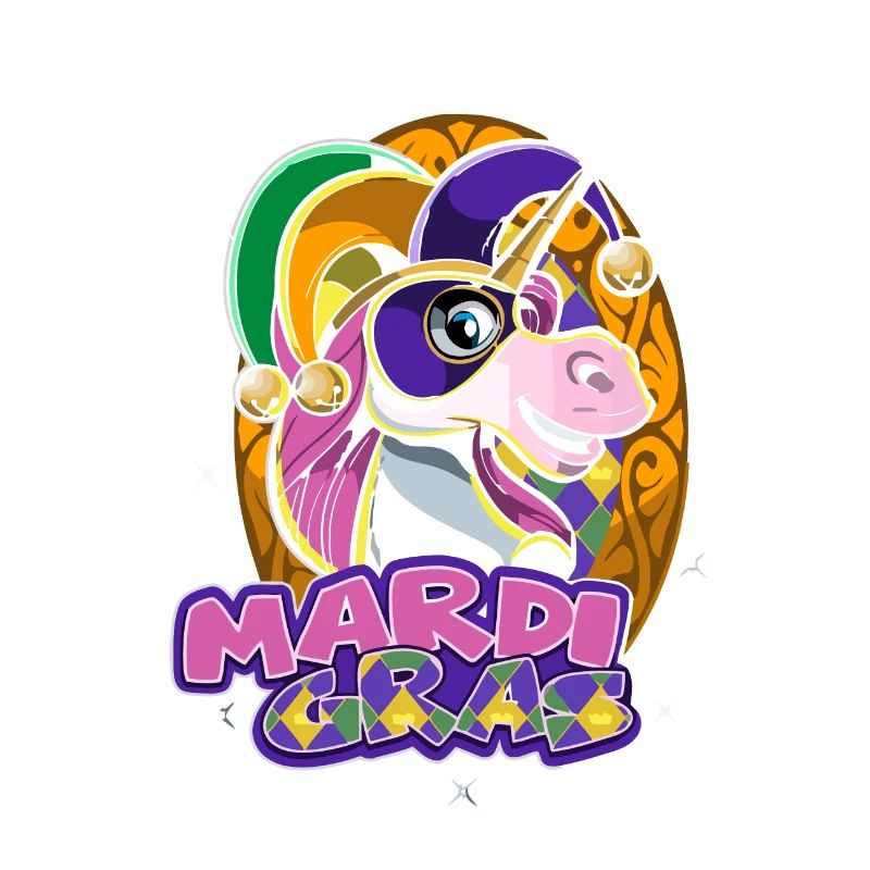 Mardi Gras Douce Licorne Avec Masque Mignon