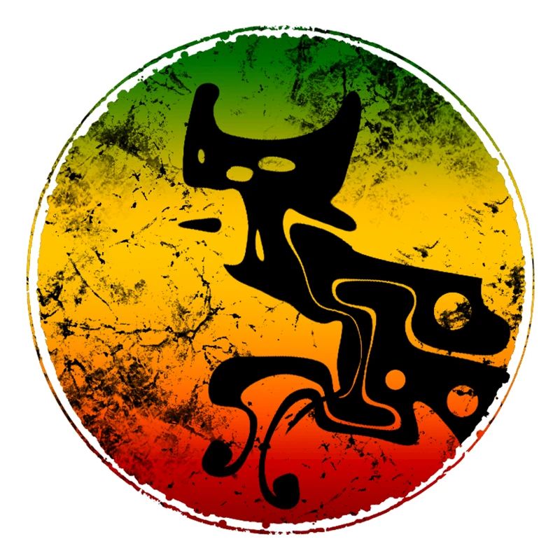 Abstrakte Wildcat Silhouette in Reggaefarben