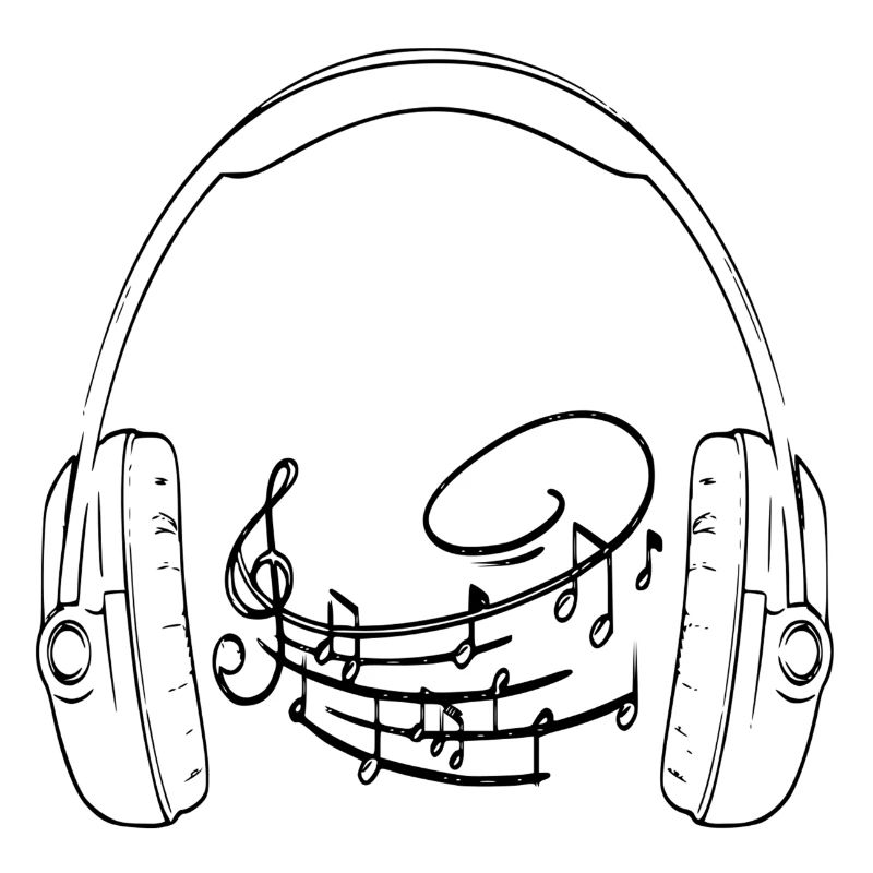 Headphones music notes