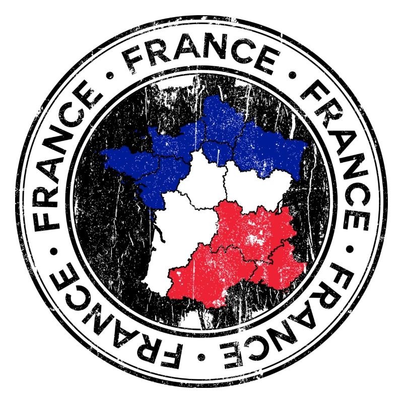 France Map Tricolor Circular Patch