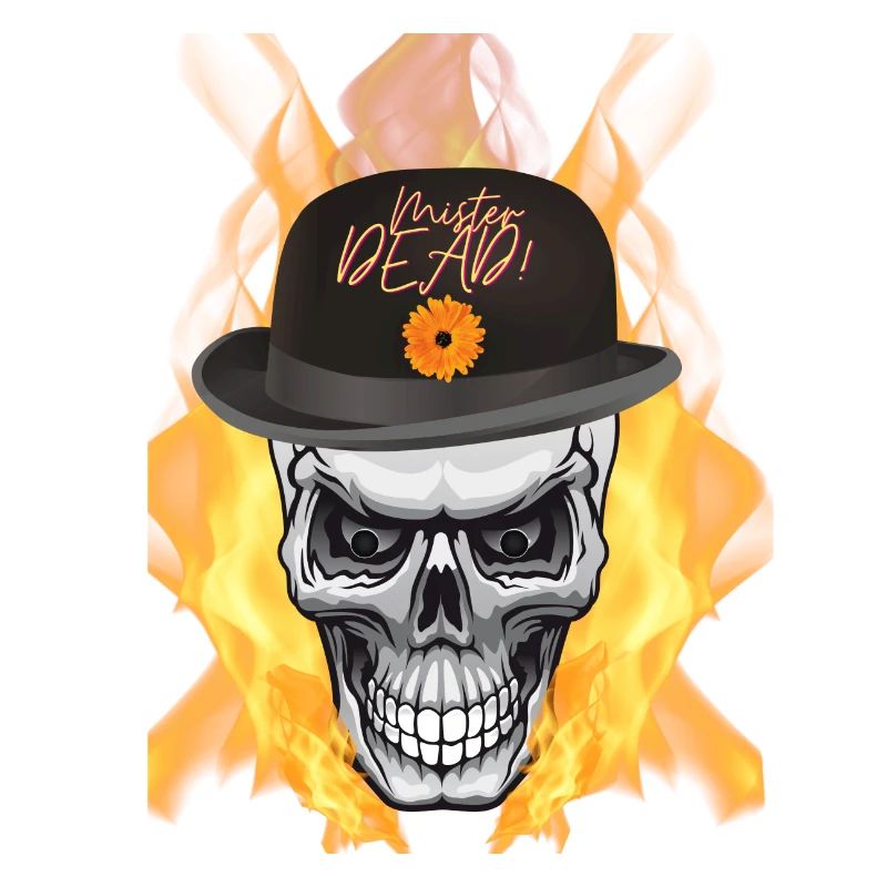 biker, skull, fire