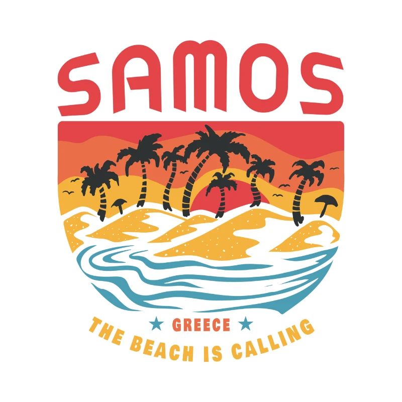 Samos Greece Design with Palm Trees and Beach
