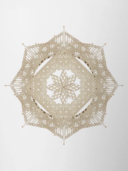 geometric macramé style flower pendant