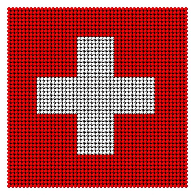 Drapeau suisse - Mosaïque perlée