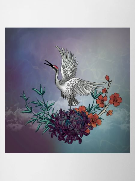 Wonderful crane with flowers