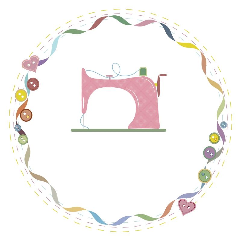 nostalgic colorful sewing machine with buttons