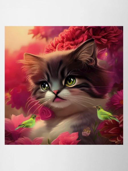 Cute kitten with birds