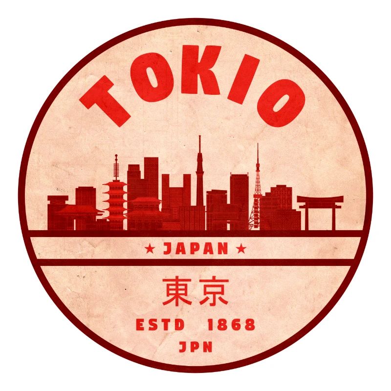 Badge rétro Tokyo Skyline