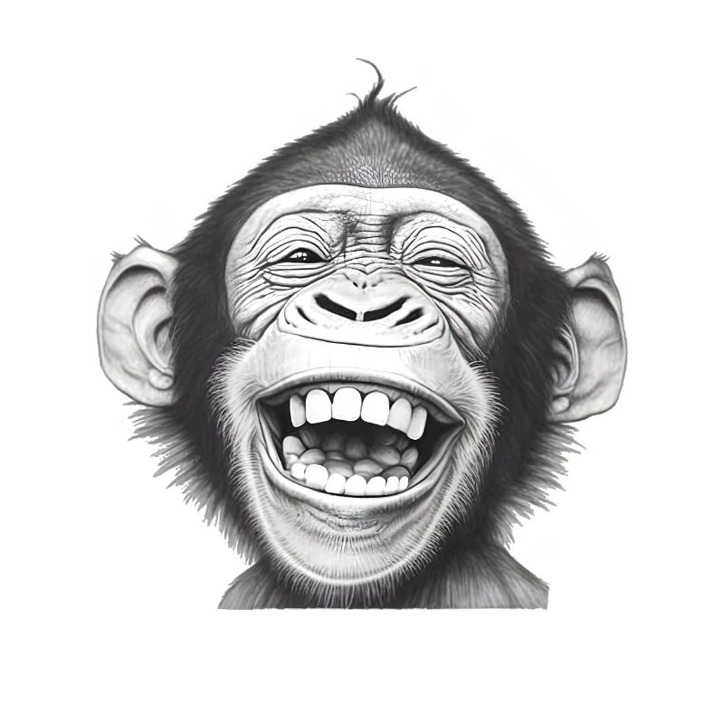 Singe Rieur Noir & Blanc