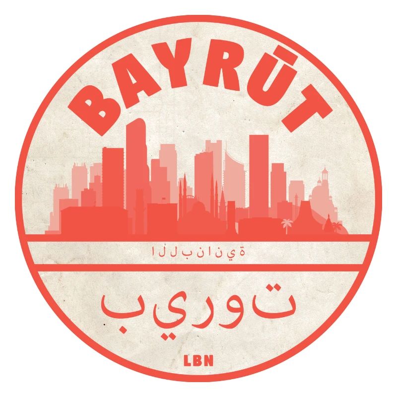 Beirut Skyline Round Logo Red