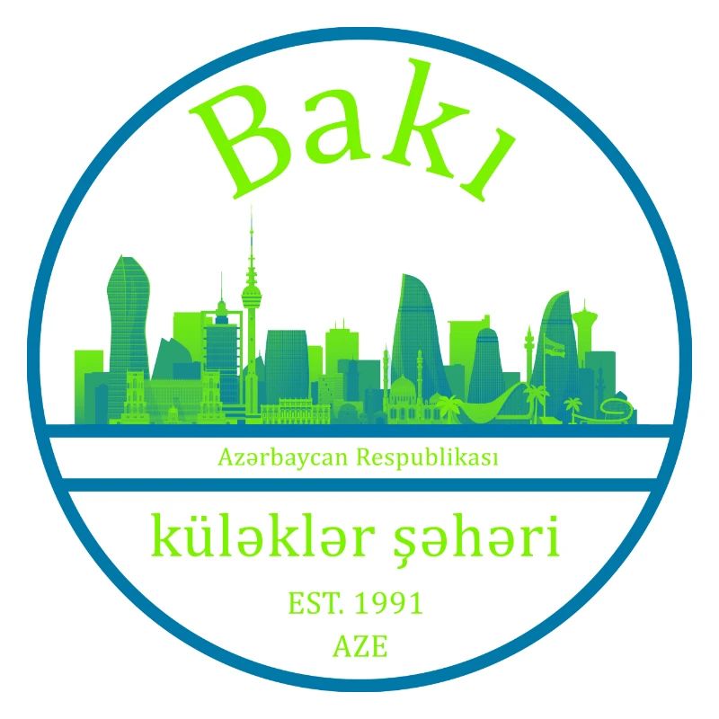 Conception de cercle de la skyline de Bakou avec vert néon