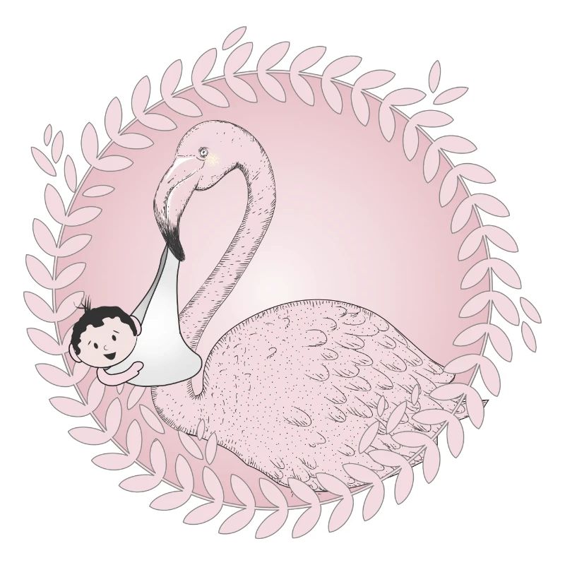 Flamingo bringt das Baby anstatt der Storch