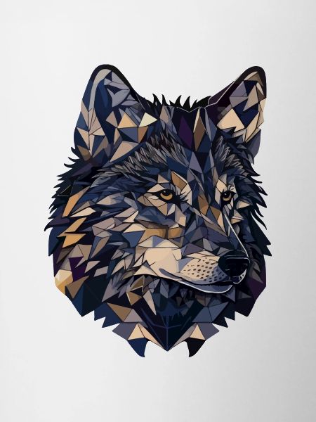 Stilisierter, geometrischer Wolf
