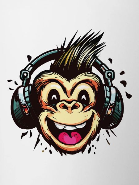 Funny Monkey with Headphones